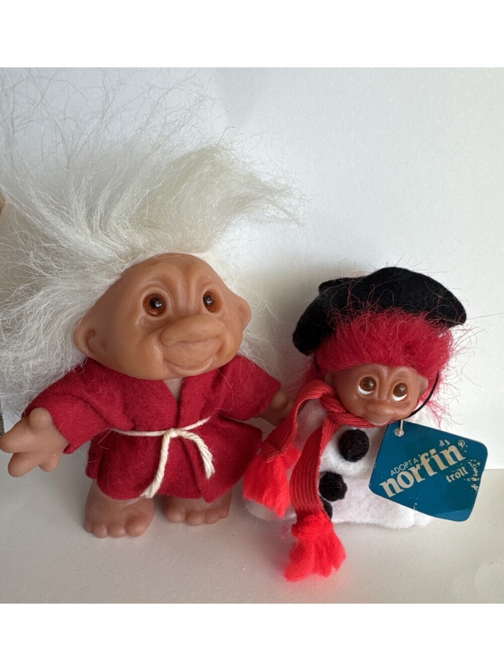 Vintage 1985 DAM Troll Santa Set Of 2 Holiday, Santa’s Helper 5” & Snowman 3”